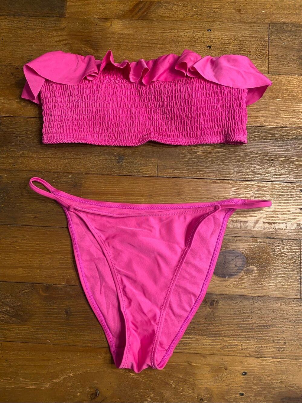LaLa Swim Large pink bikini set swimwear ruffle strapless bandeau